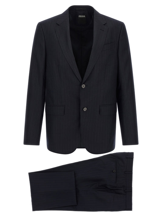 Pant Suit by ZEGNA for men in flannel & wool blue presents a nuanced silhouette, showcasing a nuanced and nuanced for an elevated aesthetic.