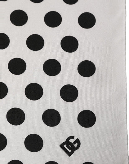 Dolce & Gabbana White Black Polka Dot Square Foulard Scarf