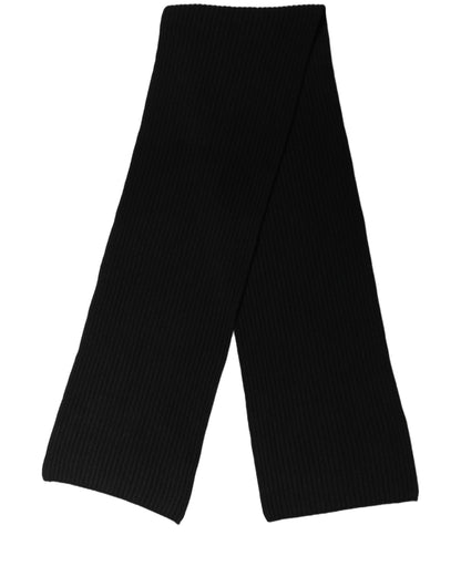 Dolce & Gabbana Men Black Wool Knitted Neck Shawl Scarf