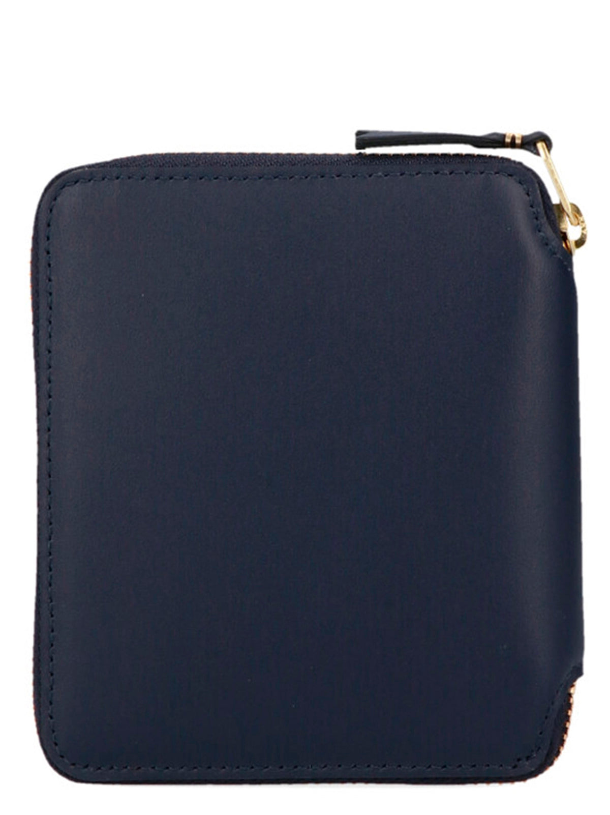 Wallet by Comme Des Garçons for men in calfskin leather blue showcases a discerning silhouette, artfully capturing the essence of Arecalf Calfskin Leather Wallet with its functional zip-around.
