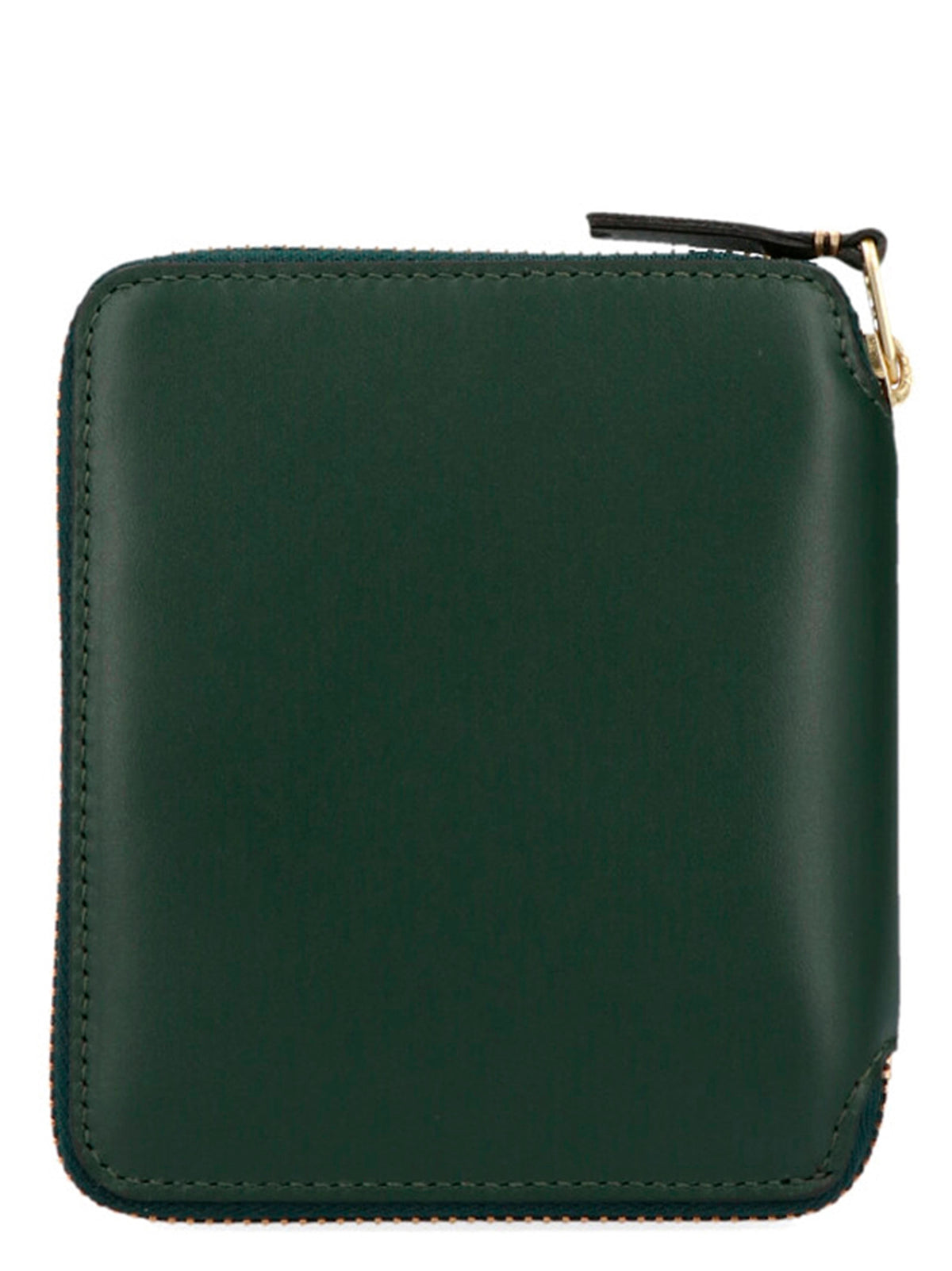 Wallet by Comme Des Garçons for men in calfskin leather bicolour & green showcases a discerning silhouette, artfully capturing the essence of Arecalf Calfskin Leather Wallet with its functional zip-around.