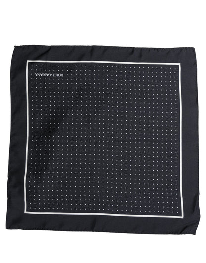 Dolce & Gabbana Blue Silk Polka Dot Handkerchief Pocket Scarf