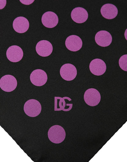 Dolce & Gabbana Purple Black Polka Dot Square Foulard Scarf