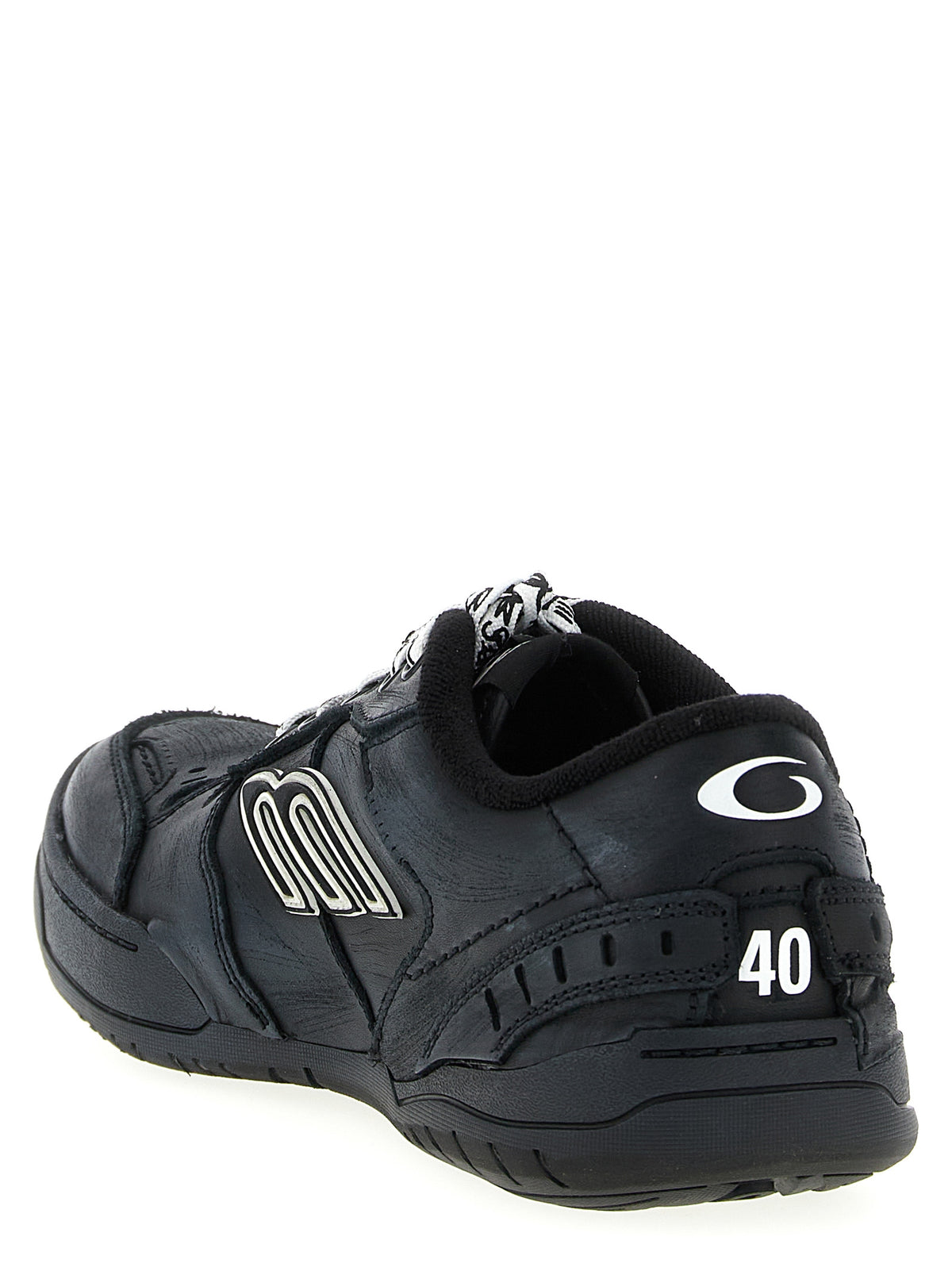 Athletic Sneakers by Balenciaga for men in polyester & cowhide leather black & patterned presents a sleek silhouette, perfectly capturing the athletic style essence of Icon Men's Athletic Polyester & Cowhide Leather Sneakers with its sleek design and premium finish.