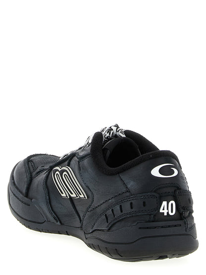 Athletic Sneakers by Balenciaga for men in polyester & cowhide leather black & patterned presents a sleek silhouette, perfectly capturing the athletic style essence of Icon Men's Athletic Polyester & Cowhide Leather Sneakers with its sleek design and premium finish.