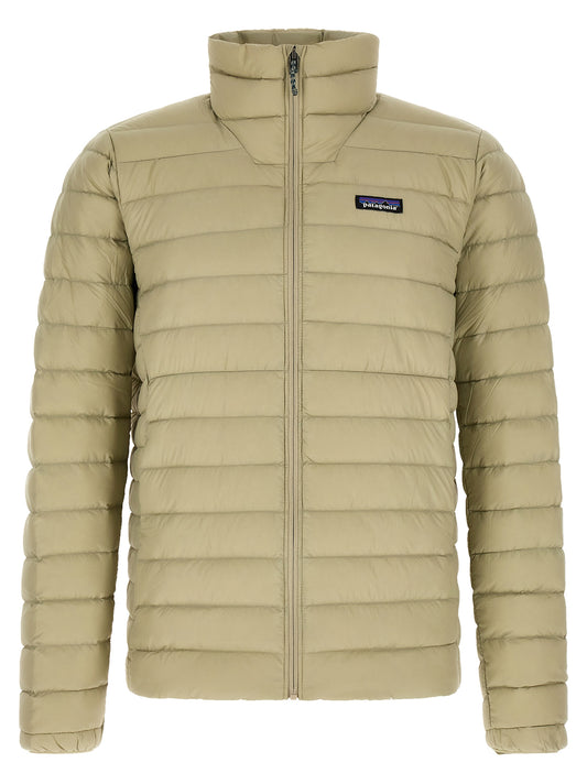 Puffer Jacket by PATAGONIA for men in nylon fabric beige features an on trend silhouette, showcasing refined pockets, insulated & windproof and a sophisticated high-neck neckline for a truly on trend finish.