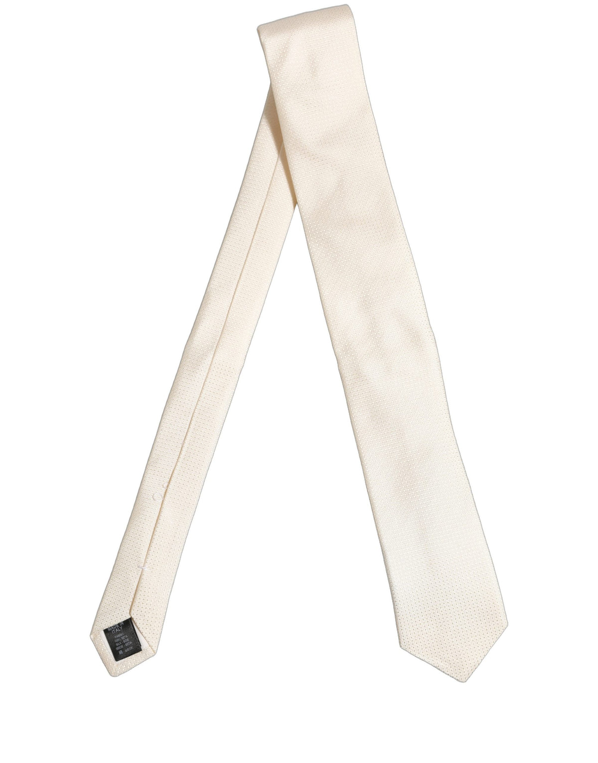 Dolce & Gabbana Men Off White Silk Textured Adjustable Tied Necktie Tie