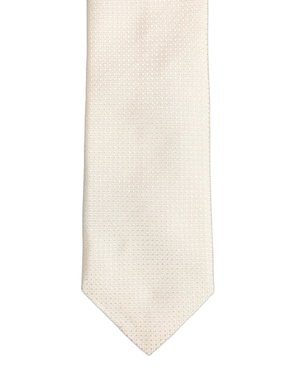 Dolce & Gabbana Men Off White Silk Textured Adjustable Tied Necktie Tie