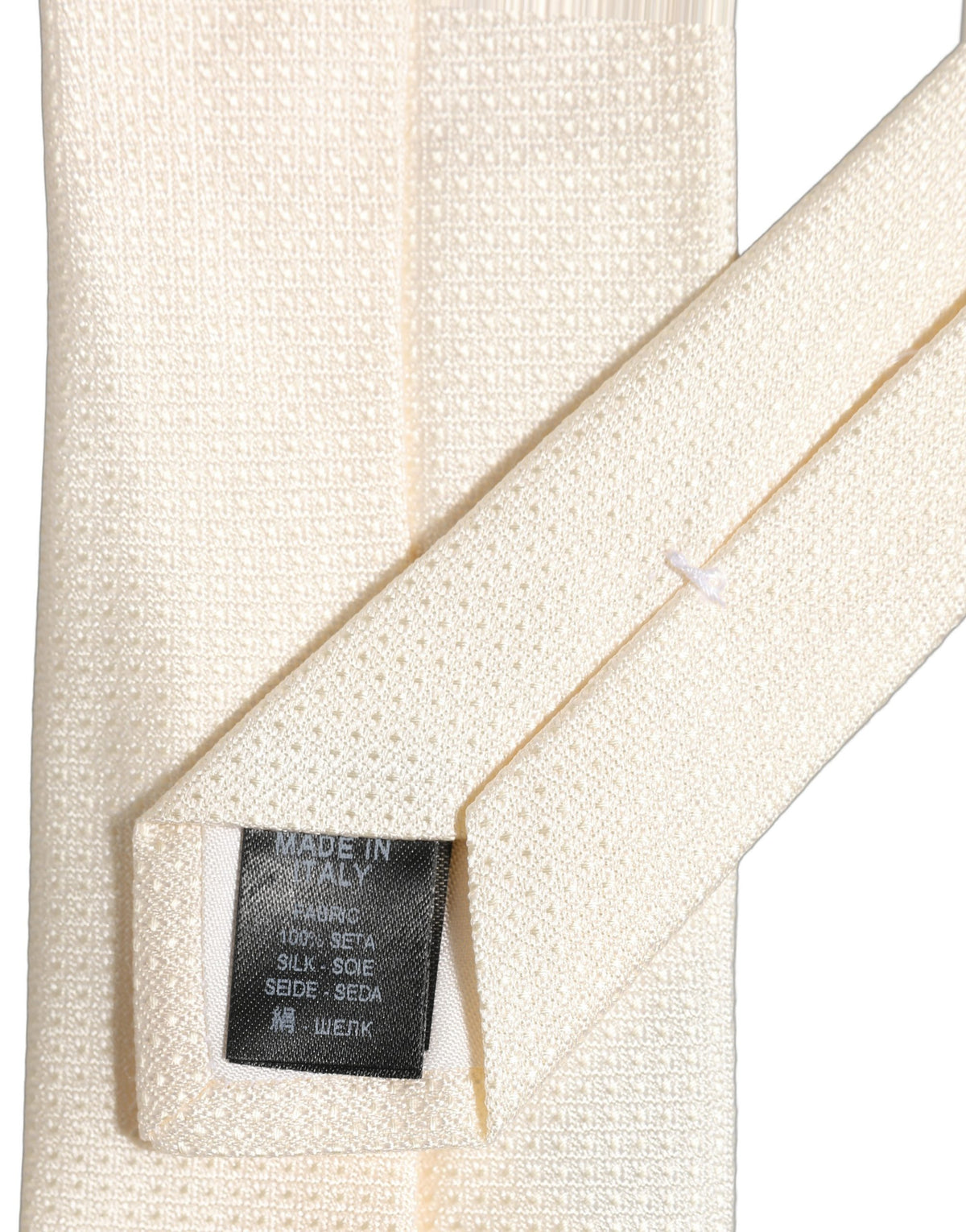 Dolce & Gabbana Men Off White Silk Textured Adjustable Tied Necktie Tie