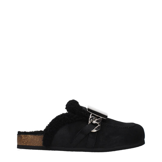 Clogs Slippers by J.W.Anderson for men in suede leather & fur and black presents a sculptural silhouette as Men's Suede Leather & Fur Clogs Slippers, featuring a sculptural and a sculptural for refined comfort.