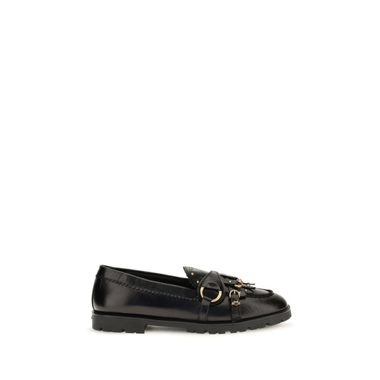 This Low-Heel Loafer Slip-On Shoes by PINKO for women in bos taurus calf leather black features an exquisite silhouette from the Women's Bos Taurus Calf Leather Low-Heel Loafer Slip-On Shoes collection, defined by a sophisticated low-heel and elegant .