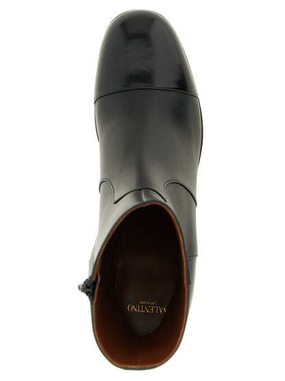 Valentino Garavani Black Calfskin Ankle Boots