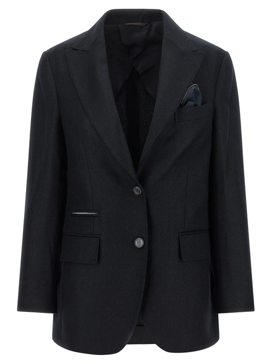 Blazer by Peserico for women in virgin wool silk cotton & polyamide black features an stylish silhouette, showcasing a sophisticated and stylish for a truly stylish finish.