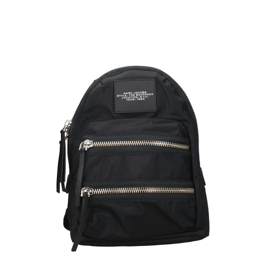 Small Backpack by Marc Jacobs for women in nylon leather black & silver features a utilitarian chic Nylon Leather Small Backpack design with a secure zipper, ample external-pockets, and versatile backpack-strap, adjustable-strap & handle for a utilitarian chic finish.