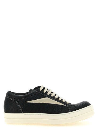 Rick Owens Bicolor Lamb Leather Low Top Sneakers