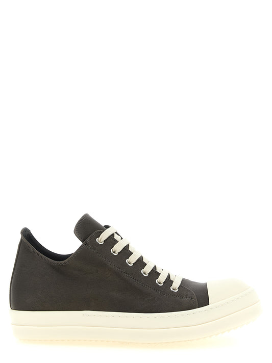 Sneakers by Rick Owens for men in bos taurus calfskin leather black & silver features a chic design, perfectly showcasing the chic low-top style of this Men's Low Top Bos Taurus Calfskin Leather Sneakers.
