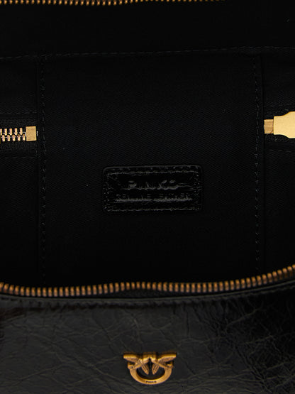 PINKO Black Calfskin Crossbody Bag