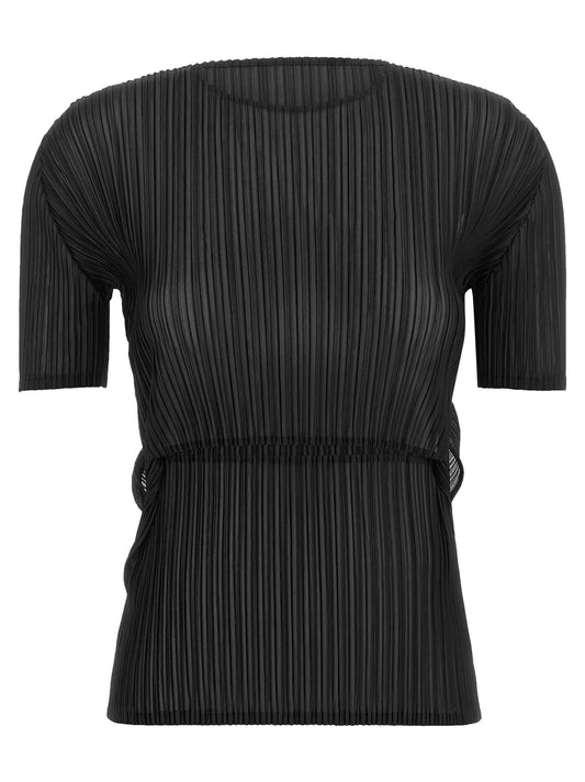 Shirt by Issey Miyake for women in polyester black, transparent & patterned, featuring a nuanced and nuanced for a sophisticated finish.