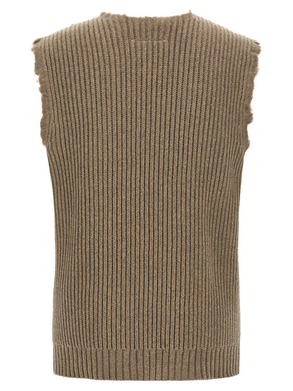 MM6 Maison Margiela Beige Wool Sleeveles Sweater
