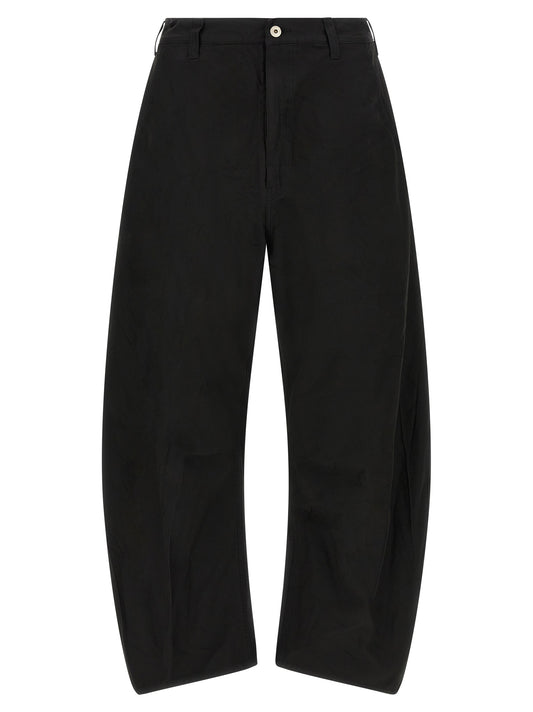 Trousers by Comme Des Garçons for men in polyester black features a tailored silhouette with a tailored relaxed-fit & wide, defined by its long and a sophisticated .