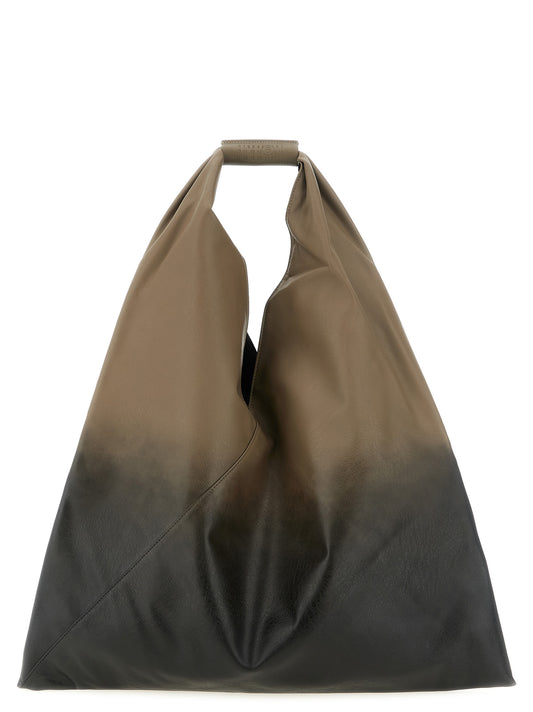 This Handbag by MM6 Maison Margiela for women in polyethylene polyurethane leather and gradient, black, multicolor, white & signature presents a sculptural silhouette featuring a secure snap, ample , and versatile handle for a sculptural finish.