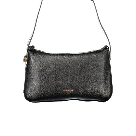 Hobo Handbag by Twinset for women in polyurethane black features a signature silhouette, showcasing a secure zipper and signature document-holder & internal-pockets with versatile shoulder-strap & adjustable-strap for a sophisticated look.