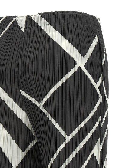 PLEATS PLEASE ISSEY MIYAKE Gray Polyester Casual Pants