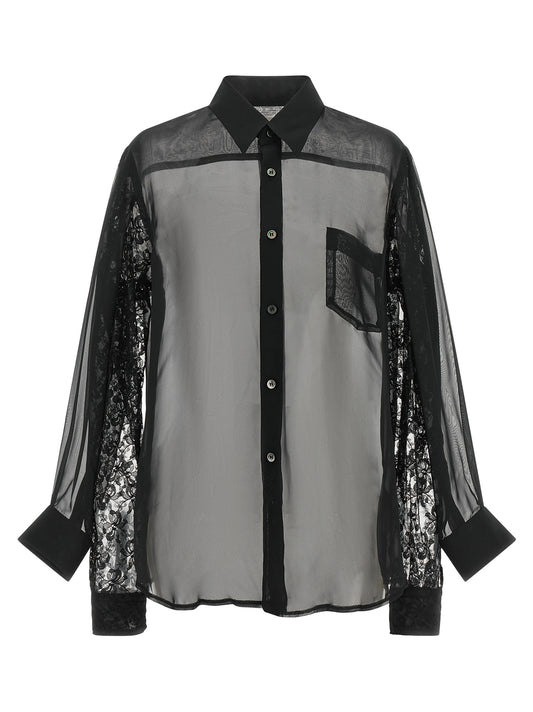 Blouse by Comme Des Garçons for women in polyester lace black, transparent & floral showcases a sublime silhouette, artfully detailed with a sublime and for a sophisticated, sublime finish.