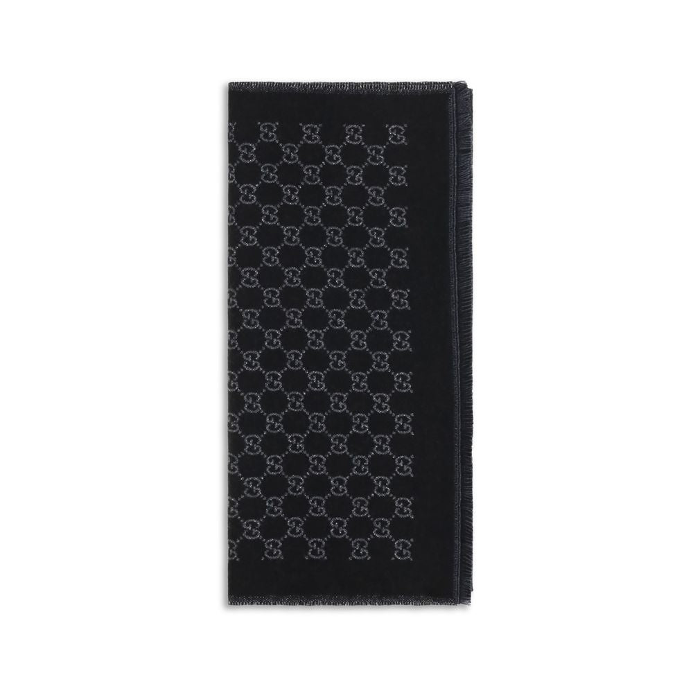 Gucci Gg Merino Wool Fringes Scarf - Black Monogram