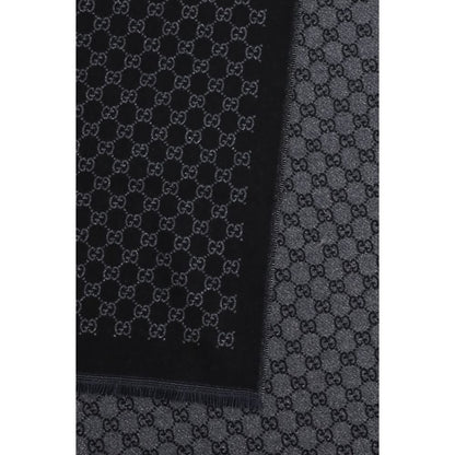 Gucci Gg Merino Wool Fringes Scarf - Black Monogram
