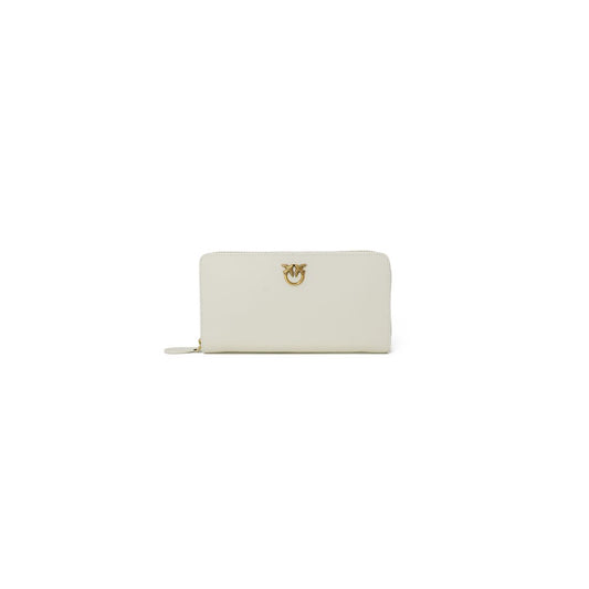 Wallet by PINKO for women in leather cream & signature presents a refined silhouette, artfully capturing the essence of the Ryder Leather Wallet design with sophisticated zip-around for a refined look.