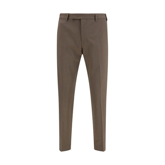 Trousers by PT Torino for men in virgin wool brown features a sculptural silhouette, showcasing a sculptural regular-fit and long with a sophisticated for a sculptural finish.