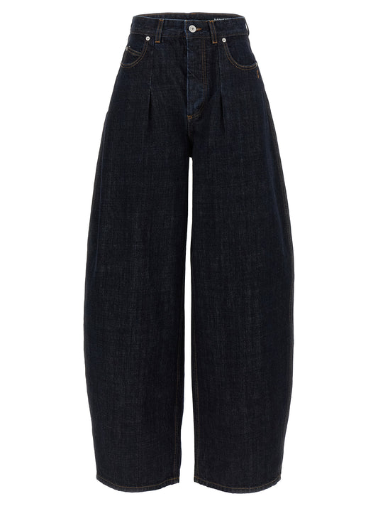 Jeans by Jacquemus for women in denim cotton blue features an sartorial and long with a high rise cut for a sartorial finish.