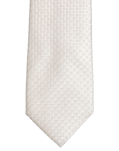 Dolce & Gabbana Men Off White Silk Woven Adjustable Tied Necktie Tie