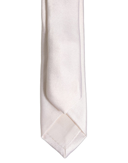 Dolce & Gabbana Men Off White Silk Satin Adjustable Tied Necktie Tie