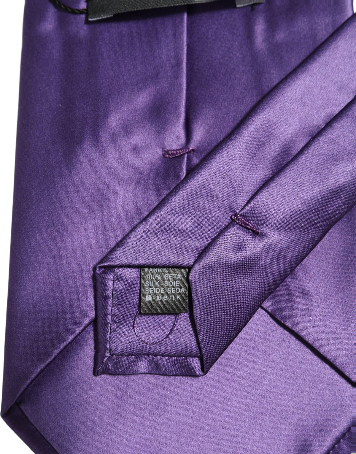 Dolce & Gabbana Men Purple Satin Silk Blend Adjustable Tied Necktie Tie