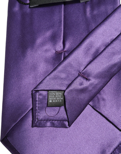Dolce & Gabbana Men Purple Satin Silk Blend Adjustable Tied Necktie Tie
