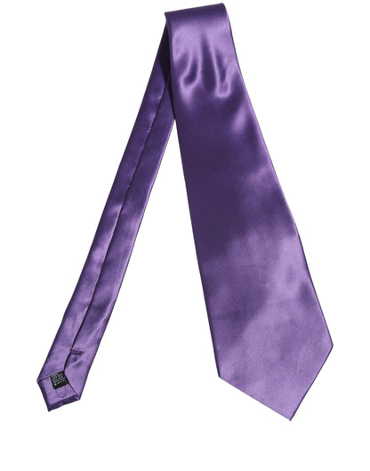 Dolce & Gabbana Men Purple Satin Silk Blend Adjustable Tied Necktie Tie