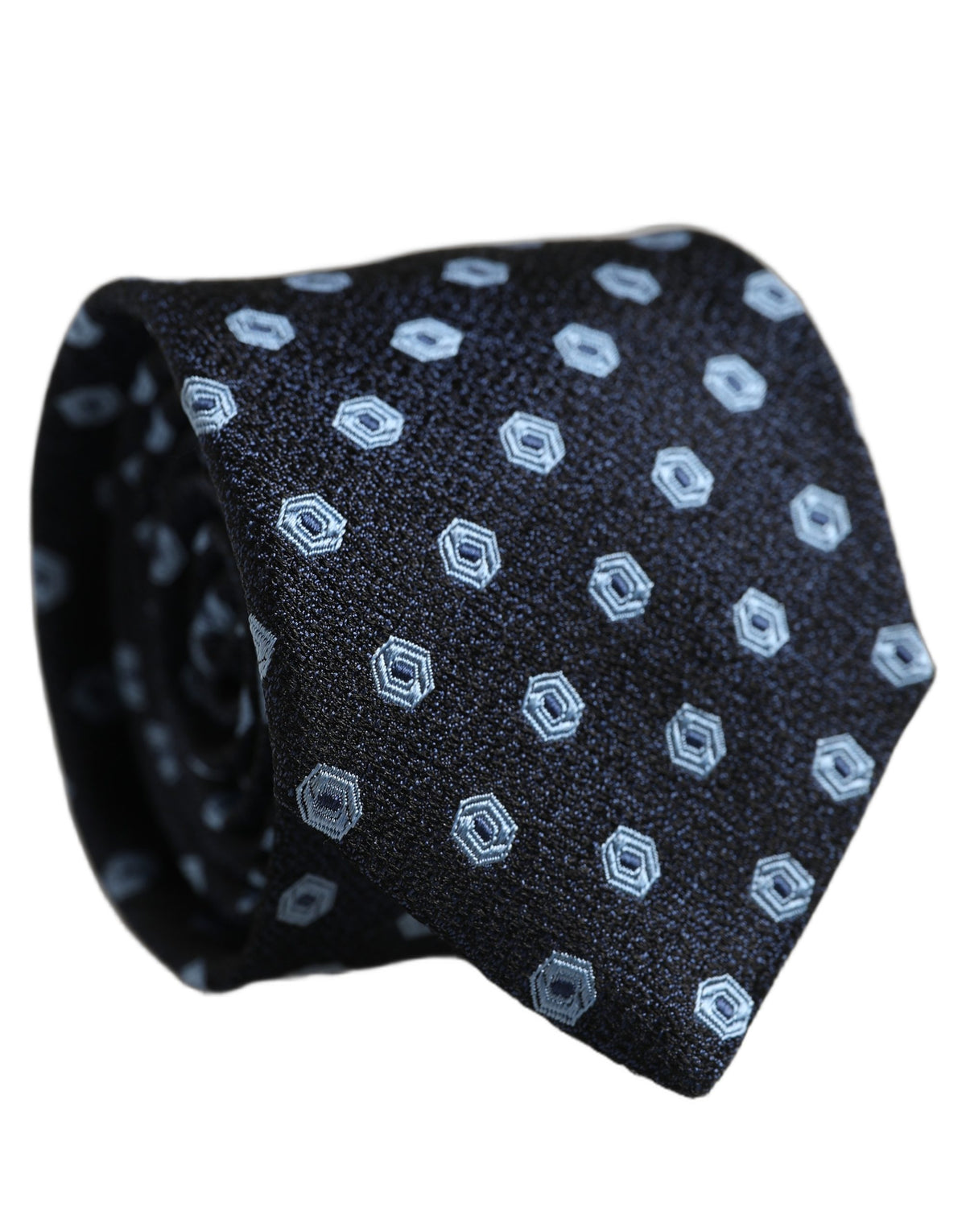 Dolce & Gabbana Men Blue Silk Geometric Adjustable Tied Necktie Tie