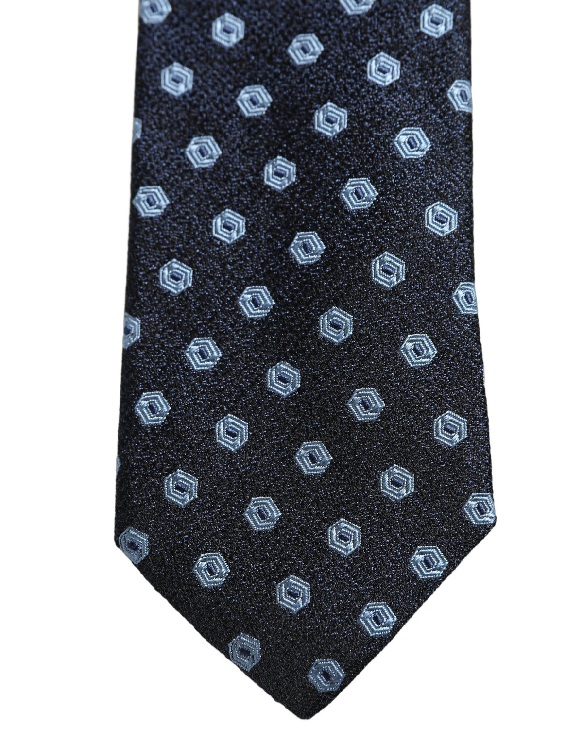 Dolce & Gabbana Men Blue Silk Geometric Adjustable Tied Necktie Tie