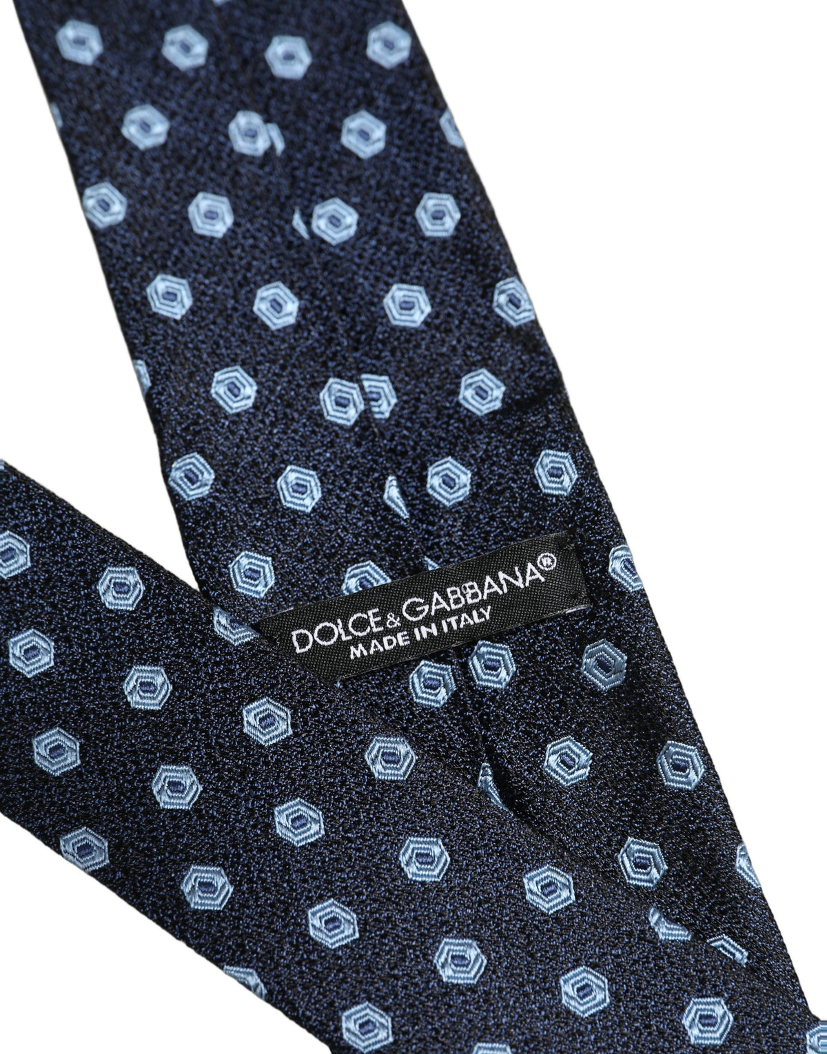 Dolce & Gabbana Men Blue Silk Geometric Adjustable Tied Necktie Tie