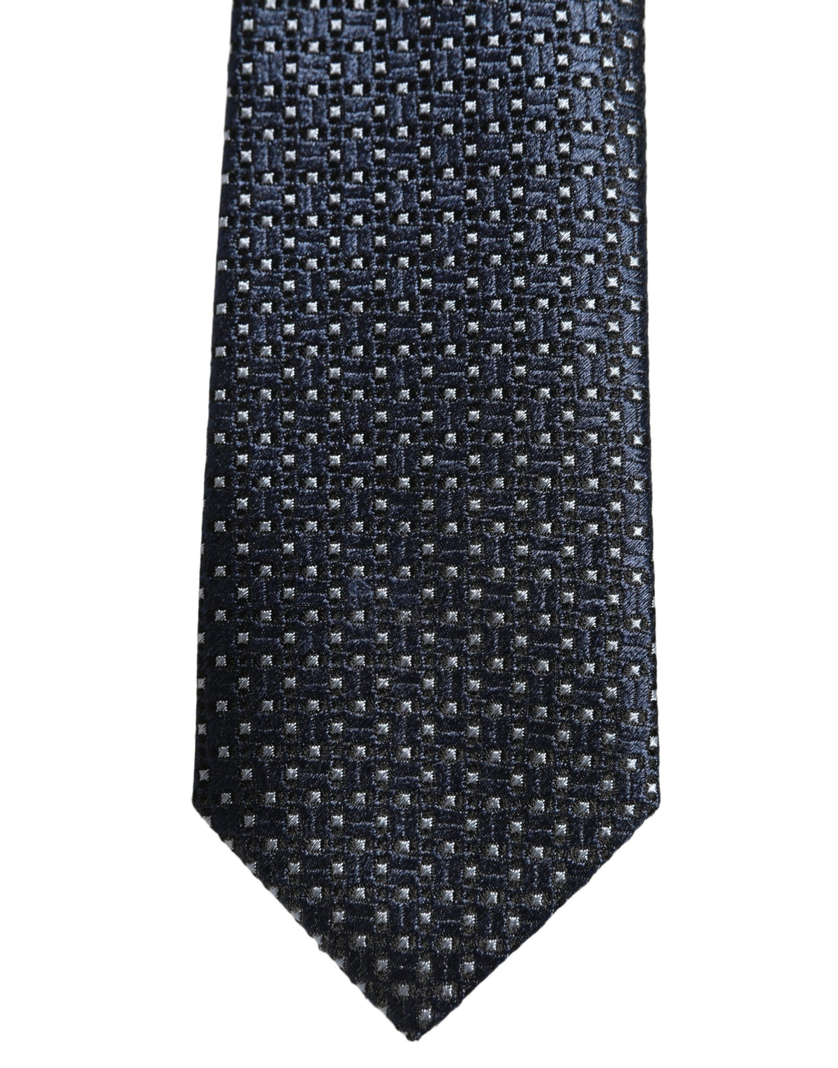 Dolce & Gabbana Men Blue Silk Geometric Adjustable Tied Necktie Tie