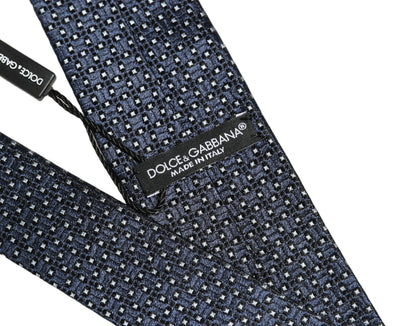 Dolce & Gabbana Men Blue Silk Geometric Adjustable Tied Necktie Tie