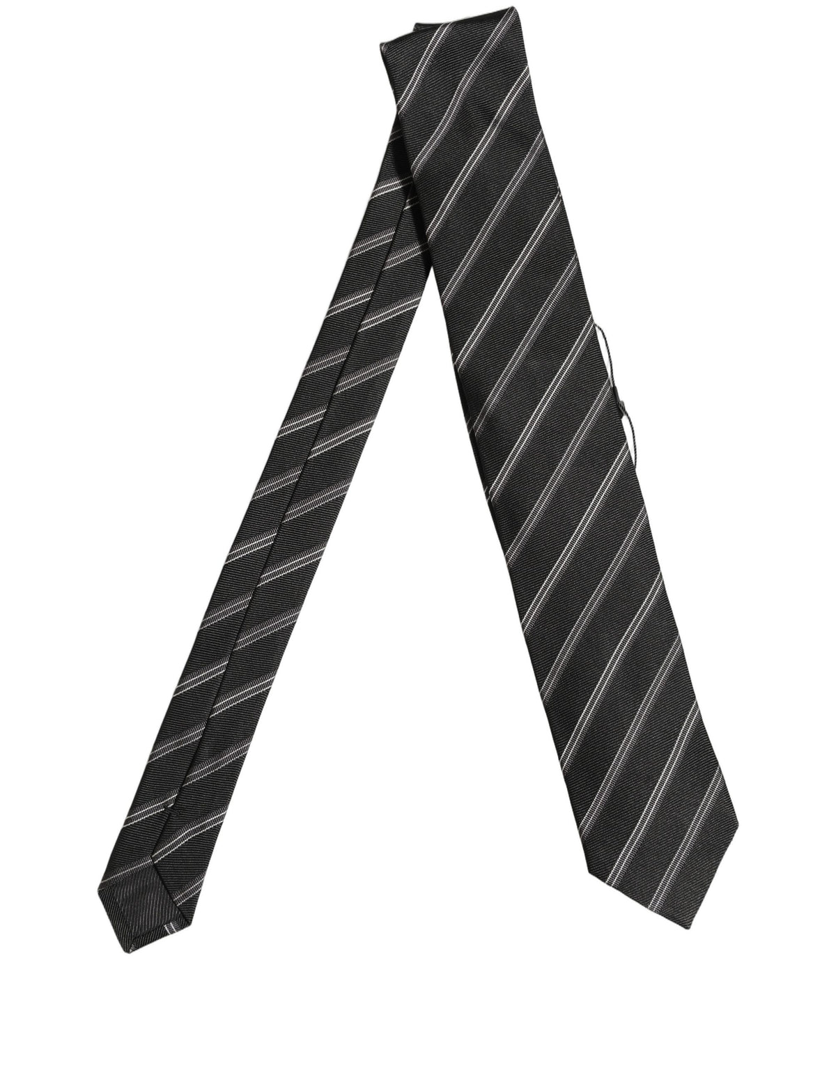 Dolce & Gabbana Men Black Silk Stripes Adjustable Tied Necktie Tie