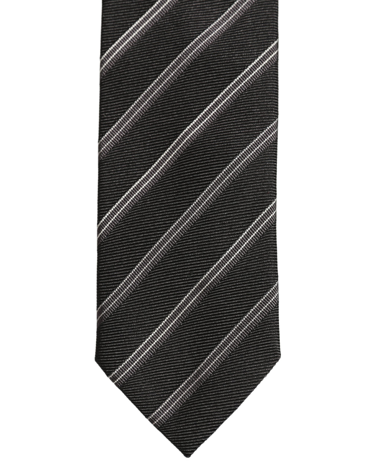 Dolce & Gabbana Men Black Silk Stripes Adjustable Tied Necktie Tie