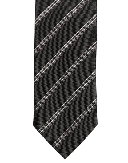 Dolce & Gabbana Men Black Silk Stripes Adjustable Tied Necktie Tie