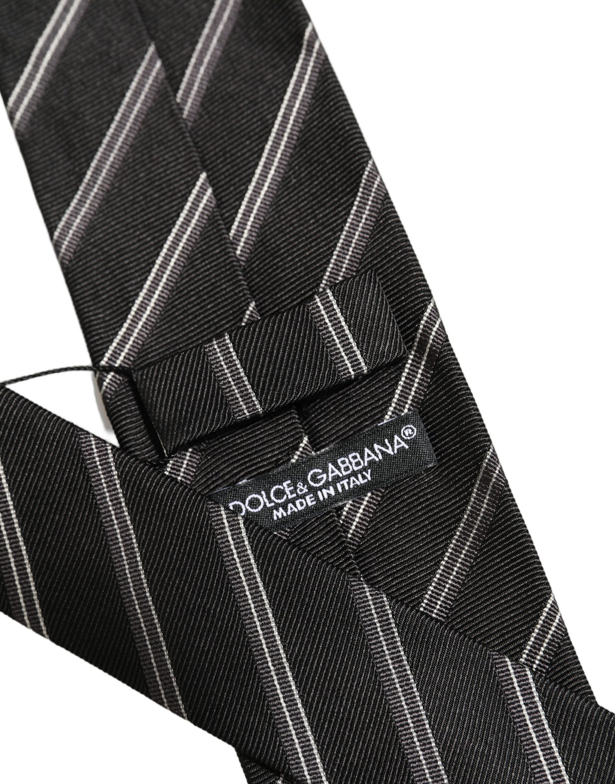 Dolce & Gabbana Men Black Silk Stripes Adjustable Tied Necktie Tie