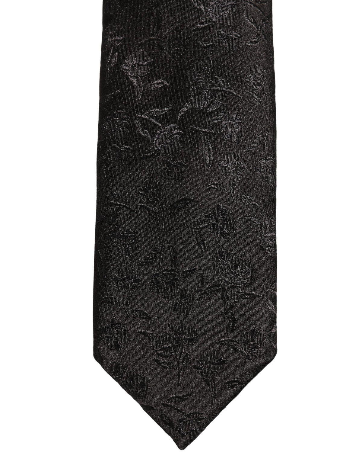 Dolce & Gabbana Black Silk Floral Jacquard Adjustable Tied Necktie Tie