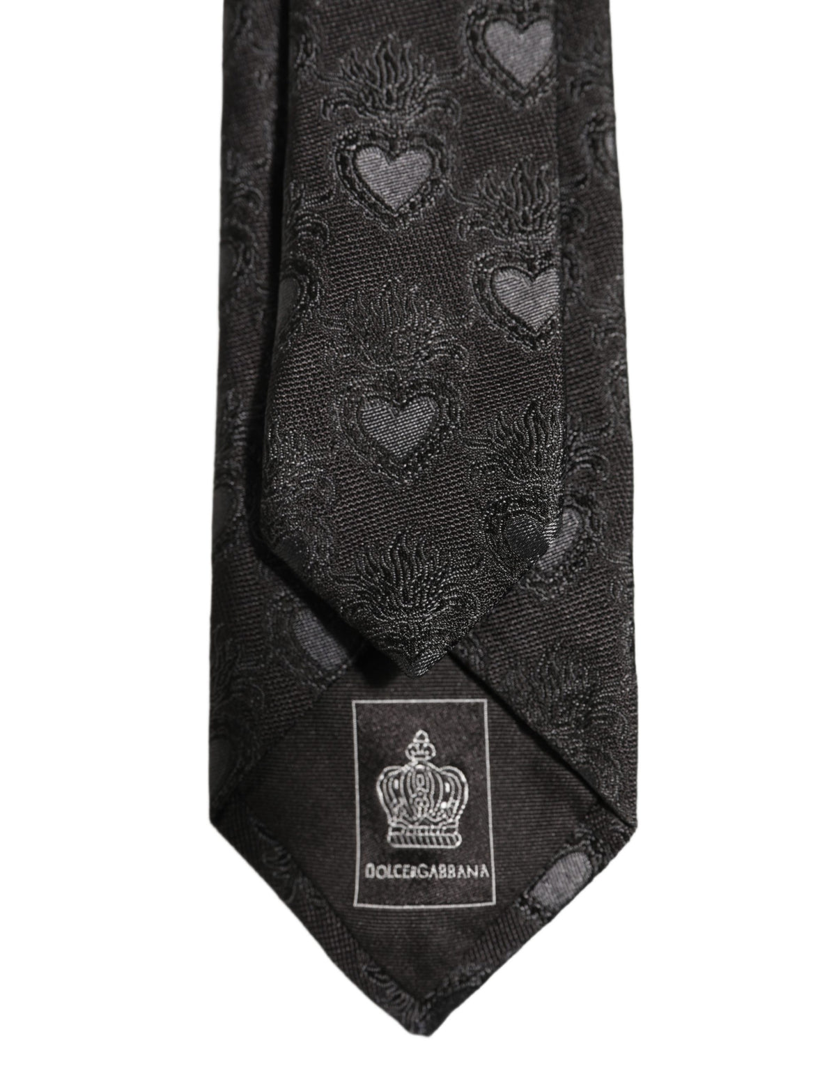Dolce & Gabbana Men Black Silk Sacred Heart Adjustable Tied Necktie Tie