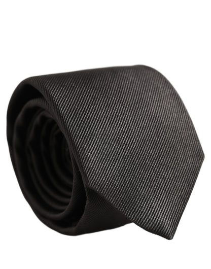 Dolce & Gabbana Men Dark Gray Silk Classic Adjustable Tied Necktie Tie